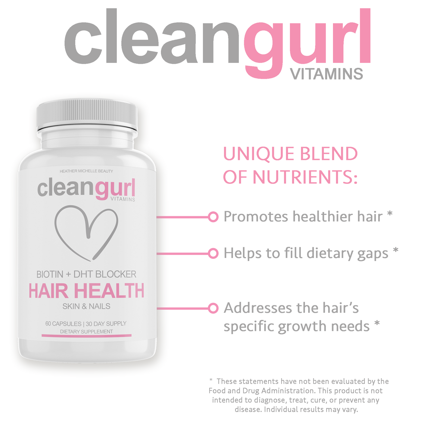 Clean Gurl Hair Vitamins with Biotin + DHT Blocker